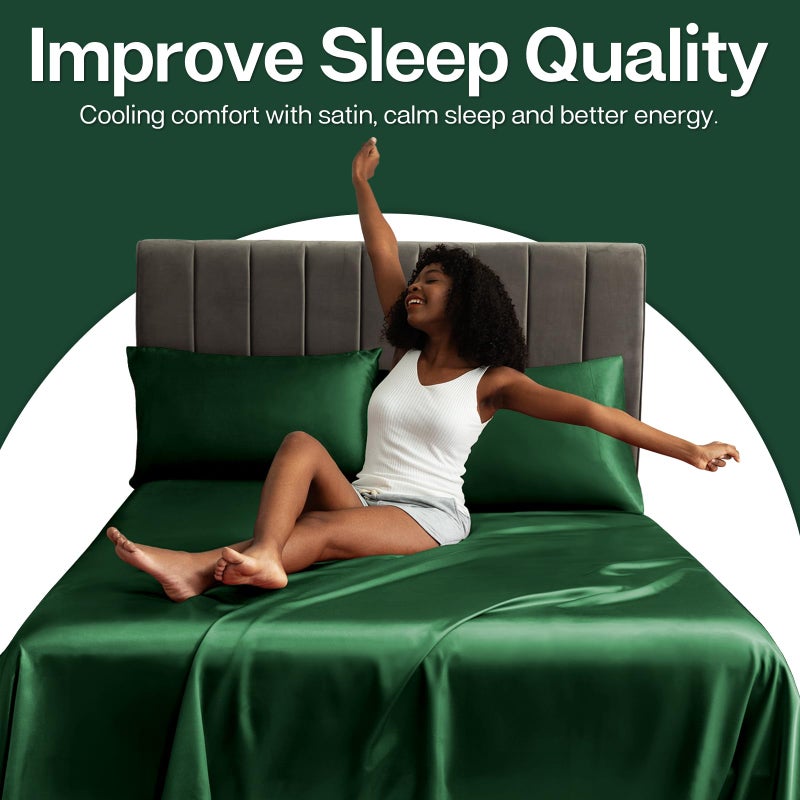 MR&HM Satin Pillowcase for Hair and Skin, Silk Satin Pillowcase 2 Pack, Standard Size Pillow Cases Set of 2, Silky Pillow Cover with Envelope Closure (20x26, Dark Green) - Image 5